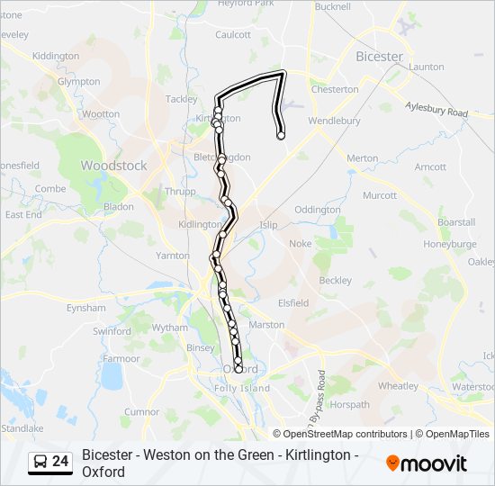 24 Route: Schedules, Stops & Maps - Weston-on-the-green (updated)