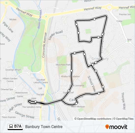 b7a Route Schedules, Stops & Maps Banbury Town Centre (Updated)