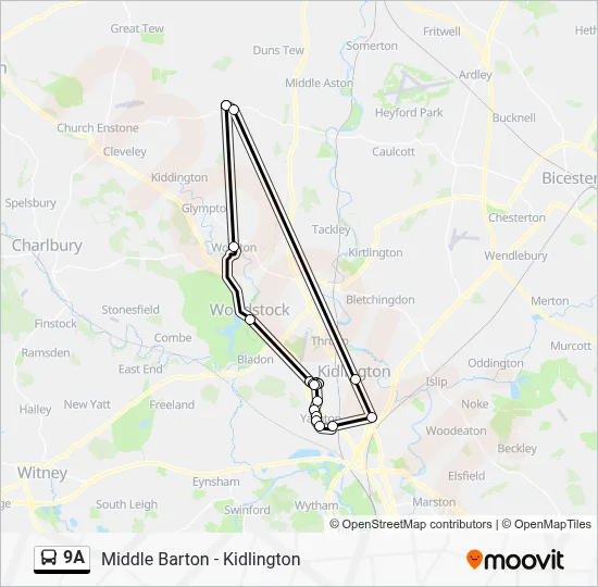 9A Route: Schedules, Stops & Maps - Middle Barton (Updated)