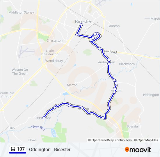 107 Route: Schedules, Stops & Maps - Bicester Town Centre (Updated)