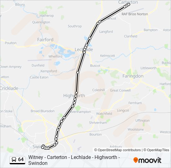 64 Route: Schedules, Stops & Maps - Carterton (Updated)