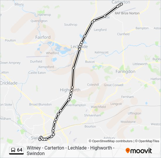 64 Route: Schedules, Stops & Maps - Carterton (Updated)