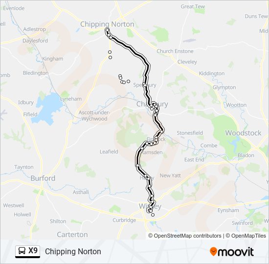 x9 Route: Schedules, Stops & Maps - Chipping Norton (Updated)