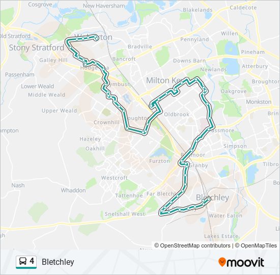4 Route: Schedules, Stops & Maps - Bletchley (Updated)