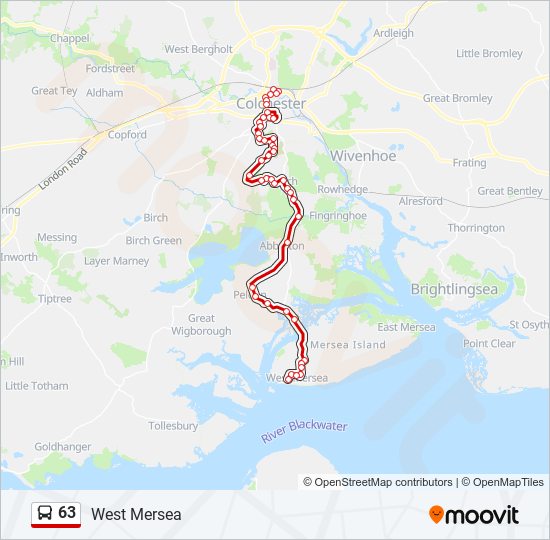 63 Route: Schedules, Stops & Maps - West Mersea (Updated)