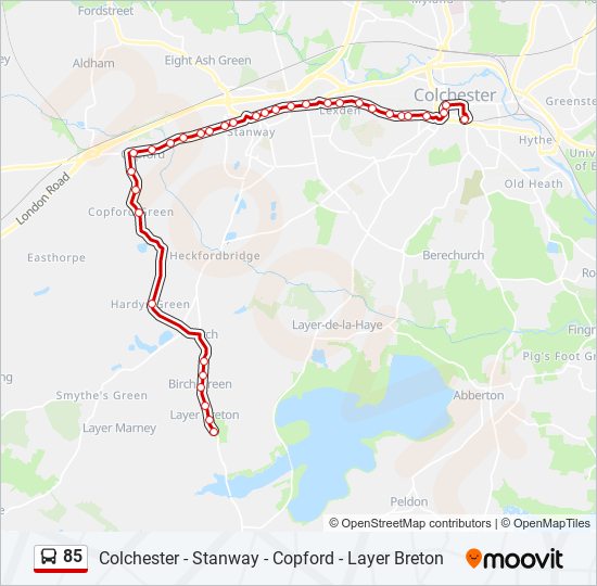 85 Route: Schedules, Stops & Maps - Colchester City Centre (Updated)