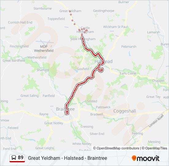 89 Route: Schedules, Stops & Maps - Braintree (Updated)