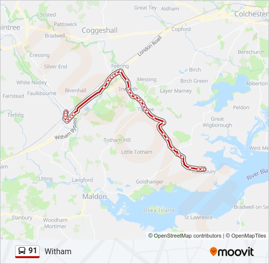 91 Bus Line Map