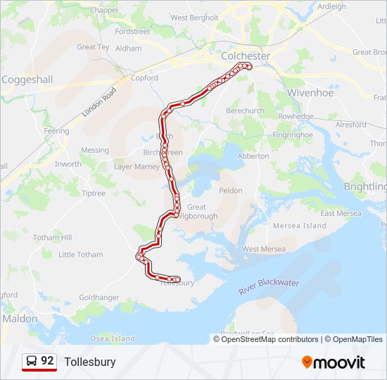 92 Bus Line Map