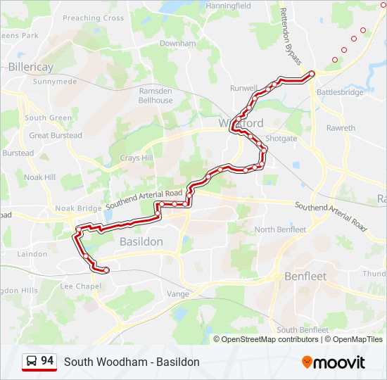 94 Route: Schedules, Stops & Maps - Basildon Town Centre (Updated)