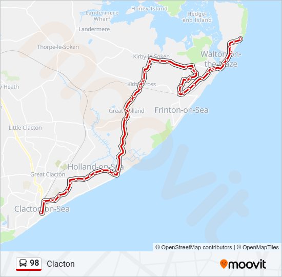 98 Route: Schedules, Stops & Maps - Clacton (Updated)