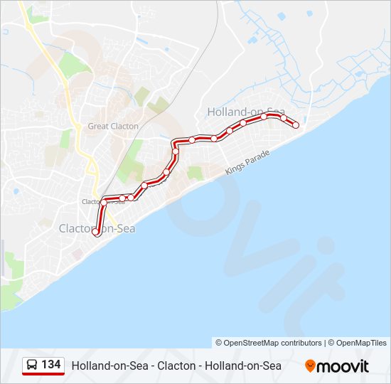 134 bus Line Map