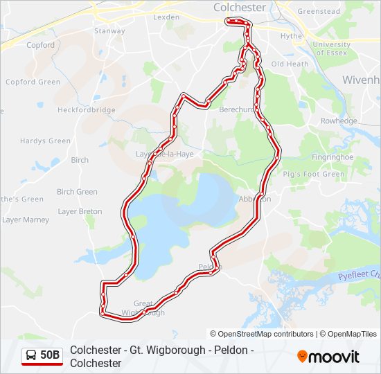 50B bus Line Map