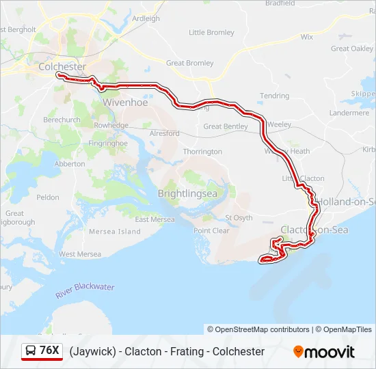 76X Bus Line Map