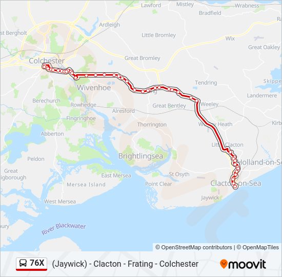 76X Bus Line Map