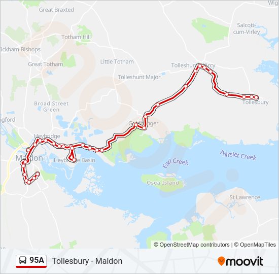 95A bus Line Map