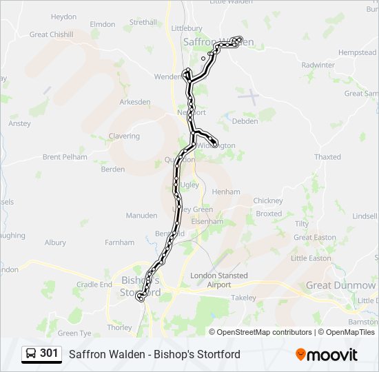 301 Route: Schedules, Stops & Maps - Saffron Walden (Updated)