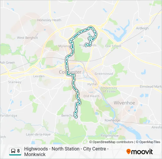 8 Route: Schedules, Stops & Maps - Monkwick (Updated)