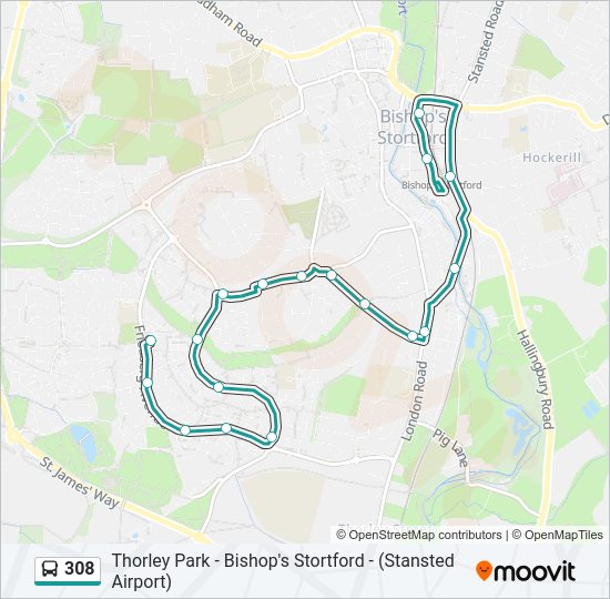 308 Route: Schedules, Stops & Maps - Bishops Stortford (Updated)