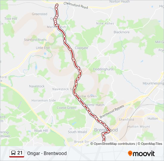 21 Bus Line Map