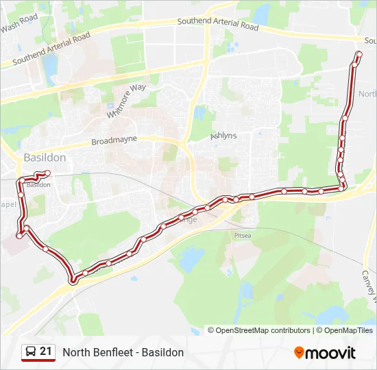 21 Route: Schedules, Stops & Maps - Basildon Town Centre (Updated)