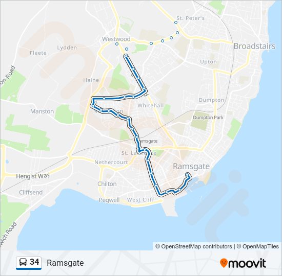 34 Route: Schedules, Stops & Maps - Ramsgate (Updated)