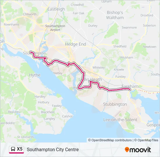 X5 Bus Line Map