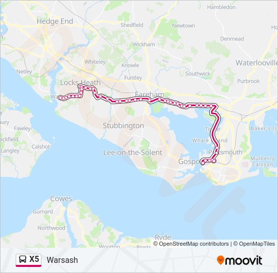 X5 Bus Line Map