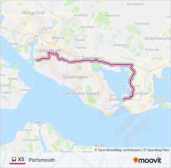 X5 Bus Line Map