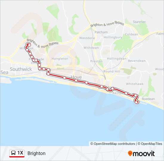 1X Bus Line Map