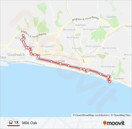 1X Bus Line Map