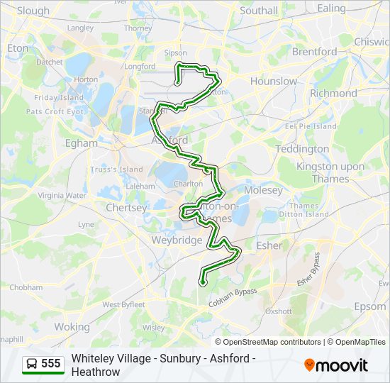 555 Bus Line Map