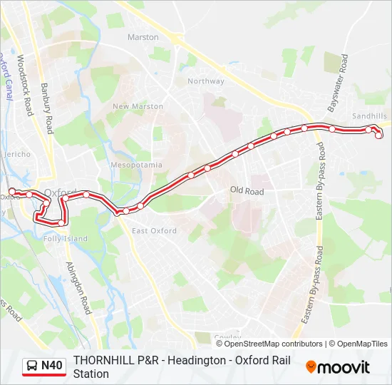 N40 Bus Line Map
