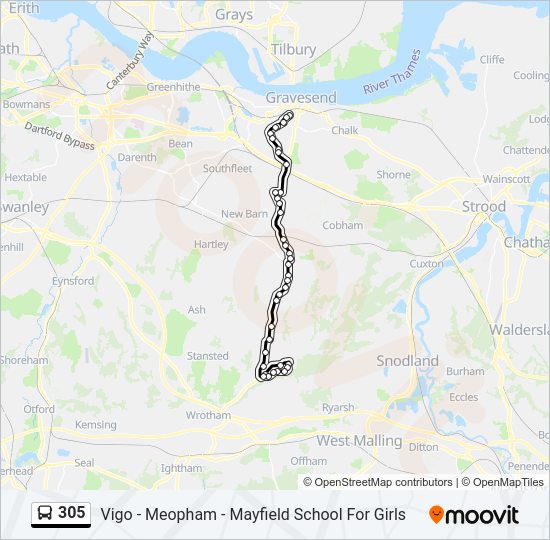 305 Bus Line Map