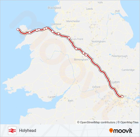 AVANTI WEST COAST train Line Map