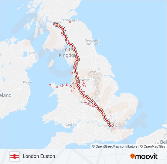 AVANTI WEST COAST Train Line Map
