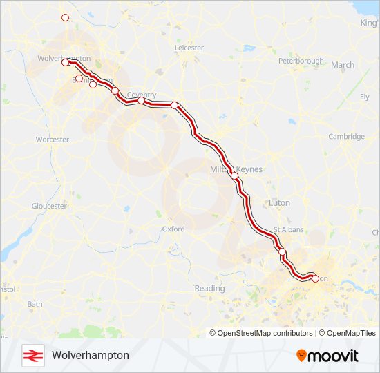 AVANTI WEST COAST train Line Map