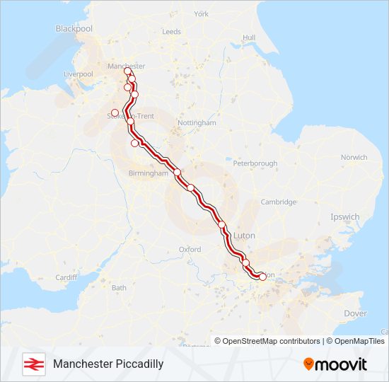 AVANTI WEST COAST Train Line Map