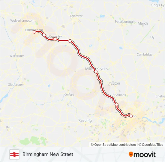 AVANTI WEST COAST Train Line Map