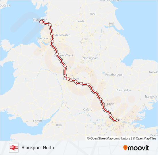 AVANTI WEST COAST train Line Map