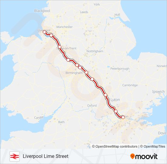 Avanti West Coast Map Avanti West Coast Route: Schedules, Stops & Maps - Liverpool Lime Street  (Updated)