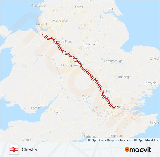 AVANTI WEST COAST train Line Map