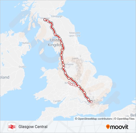 AVANTI WEST COAST Train Line Map
