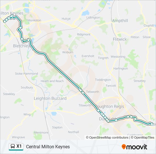 X1 bus Line Map