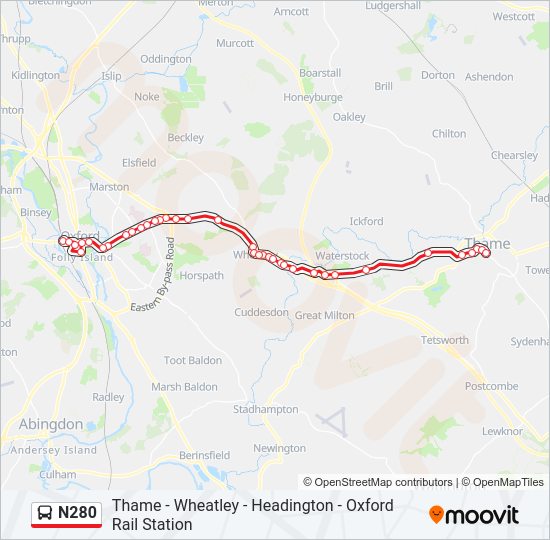 N280 Bus Line Map
