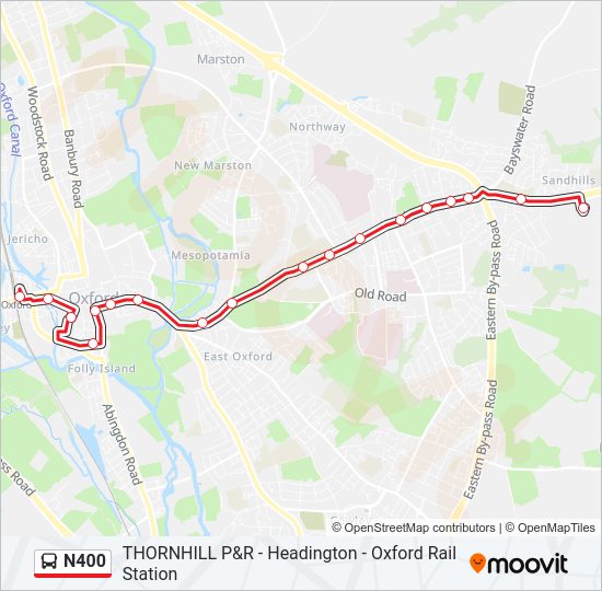 N400 Bus Line Map