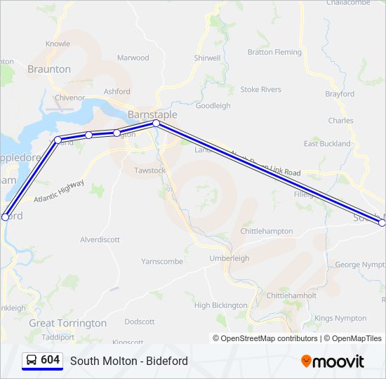 604 Route Schedules, Stops & Maps Bideford (Updated)