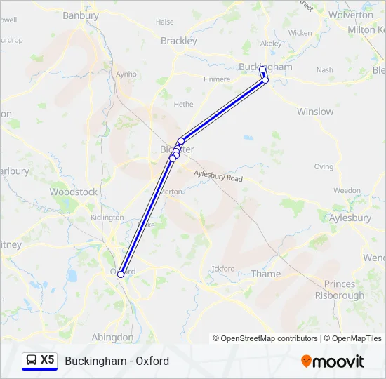 X5 Bus Line Map