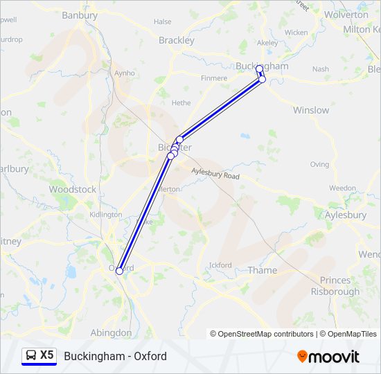 X5 Bus Line Map