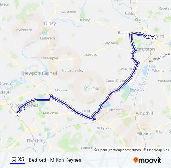 X5 Bus Line Map